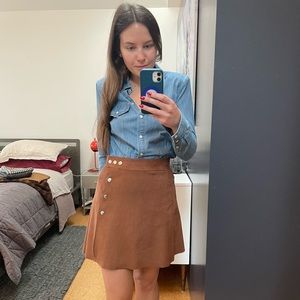 1. STATE faux suede mini wrap skirt in size: XS
